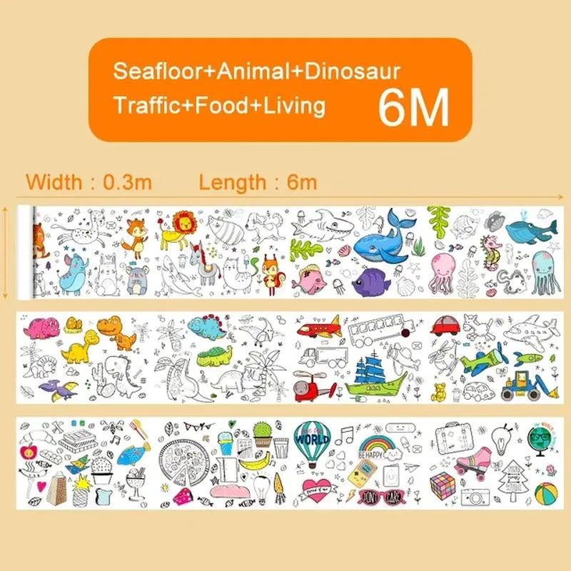 🎨 Children's Drawing Roll DIY Graffiti Scroll Color Filling Paper