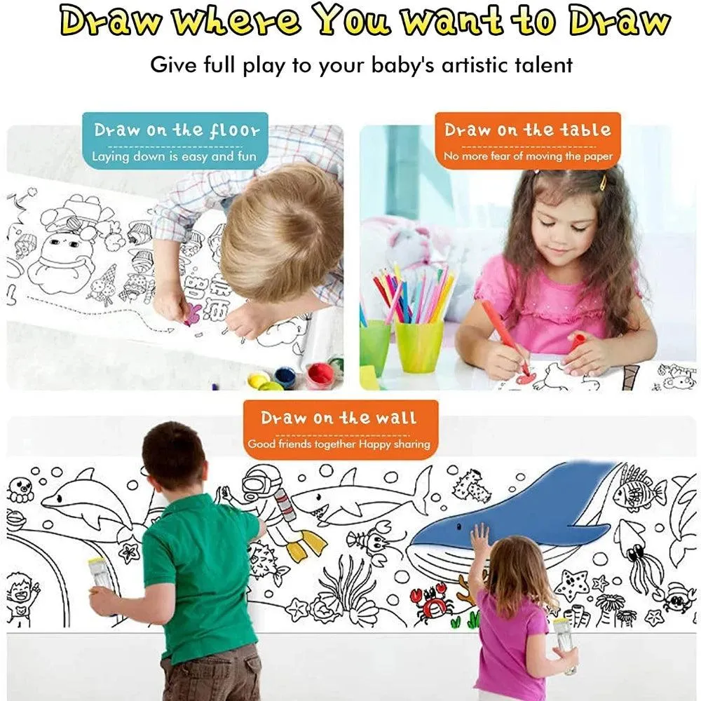 🎨 Children's Drawing Roll DIY Graffiti Scroll Color Filling Paper