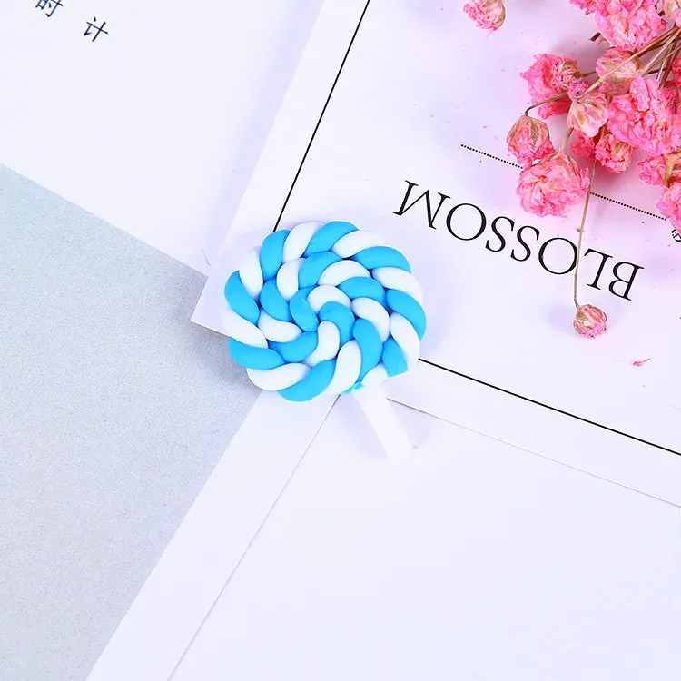 10pcs Rainbow Pottery Clay Lollipop Series Miniatures Scrapbooking Supplies Flatback Cabochon Material Embellishment DIY Jewelry