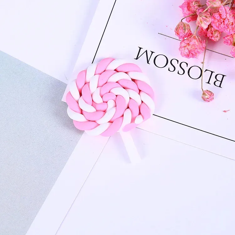 10pcs Rainbow Pottery Clay Lollipop Series Miniatures Scrapbooking Supplies Flatback Cabochon Material Embellishment DIY Jewelry