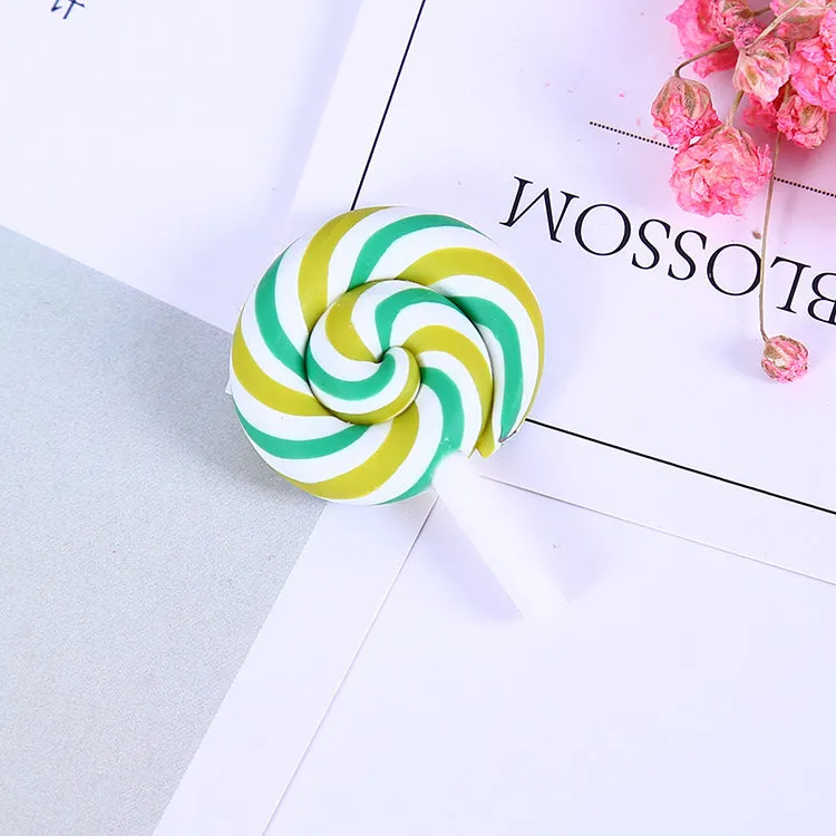10pcs Rainbow Pottery Clay Lollipop Series Miniatures Scrapbooking Supplies Flatback Cabochon Material Embellishment DIY Jewelry