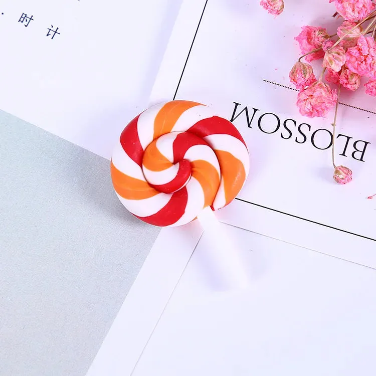 10pcs Rainbow Pottery Clay Lollipop Series Miniatures Scrapbooking Supplies Flatback Cabochon Material Embellishment DIY Jewelry