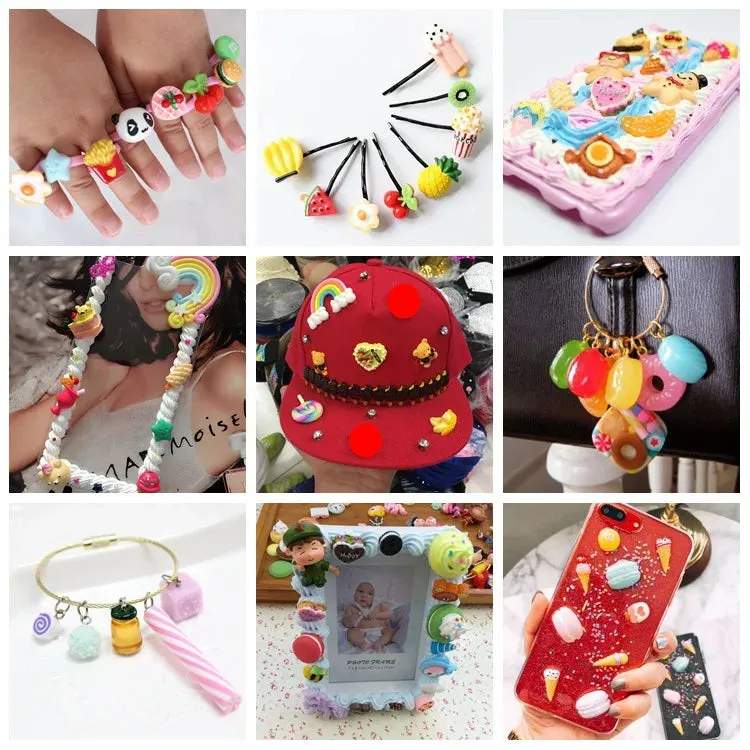 10pcs Rainbow Pottery Clay Lollipop Series Miniatures Scrapbooking Supplies Flatback Cabochon Material Embellishment DIY Jewelry