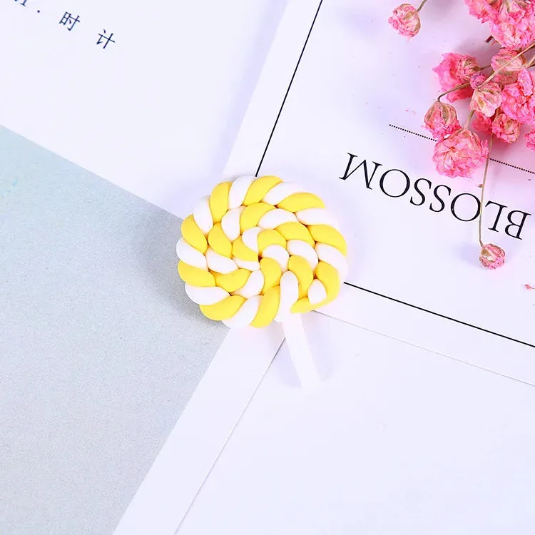 10pcs Rainbow Pottery Clay Lollipop Series Miniatures Scrapbooking Supplies Flatback Cabochon Material Embellishment DIY Jewelry