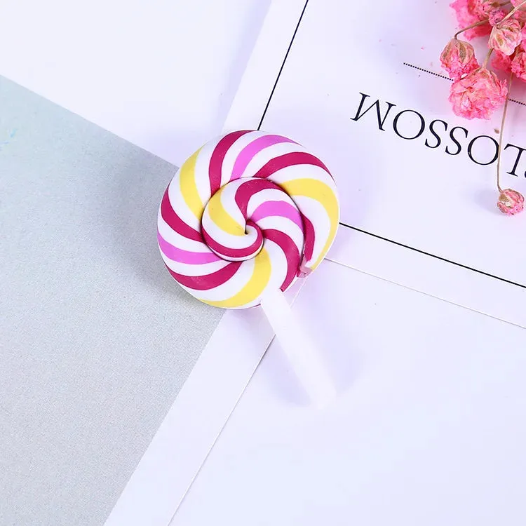 10pcs Rainbow Pottery Clay Lollipop Series Miniatures Scrapbooking Supplies Flatback Cabochon Material Embellishment DIY Jewelry