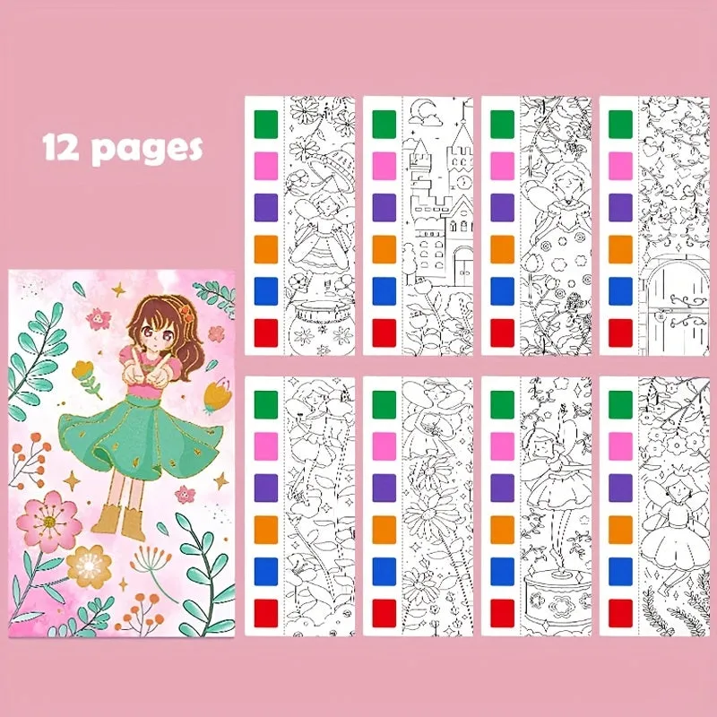 12pc Childrens Watercolor Book Set with Paint Pens  Perfect Gift