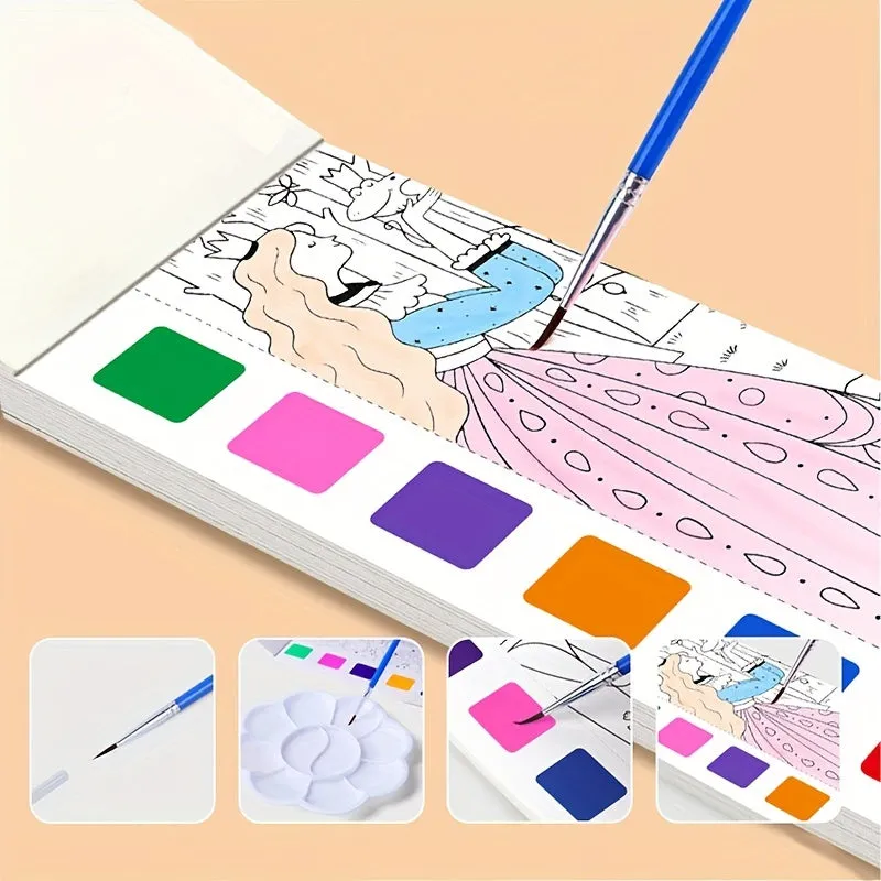 12pc Childrens Watercolor Book Set with Paint Pens  Perfect Gift