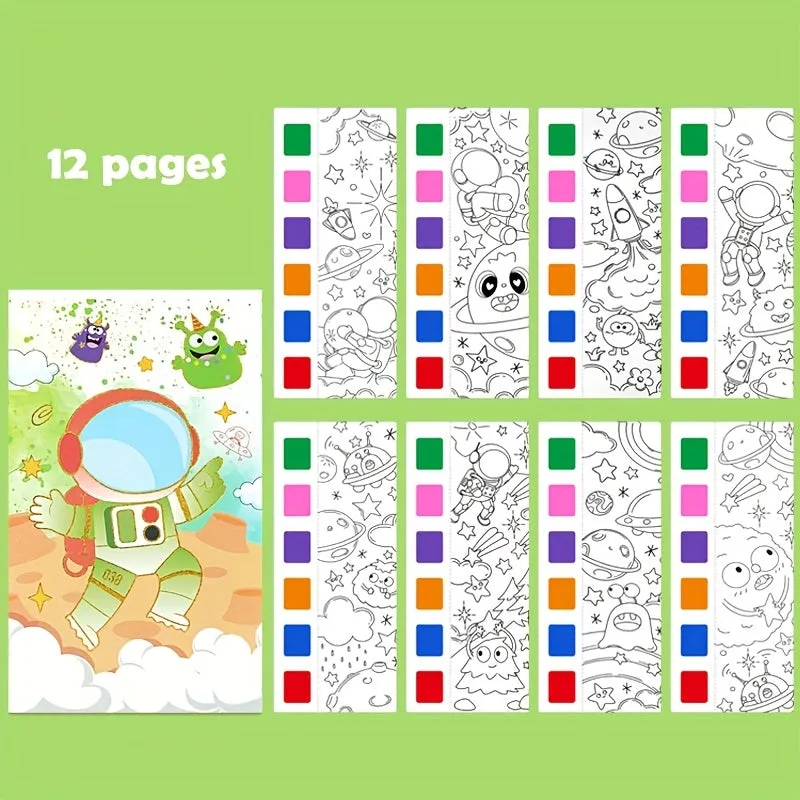 12pc Childrens Watercolor Book Set with Paint Pens  Perfect Gift