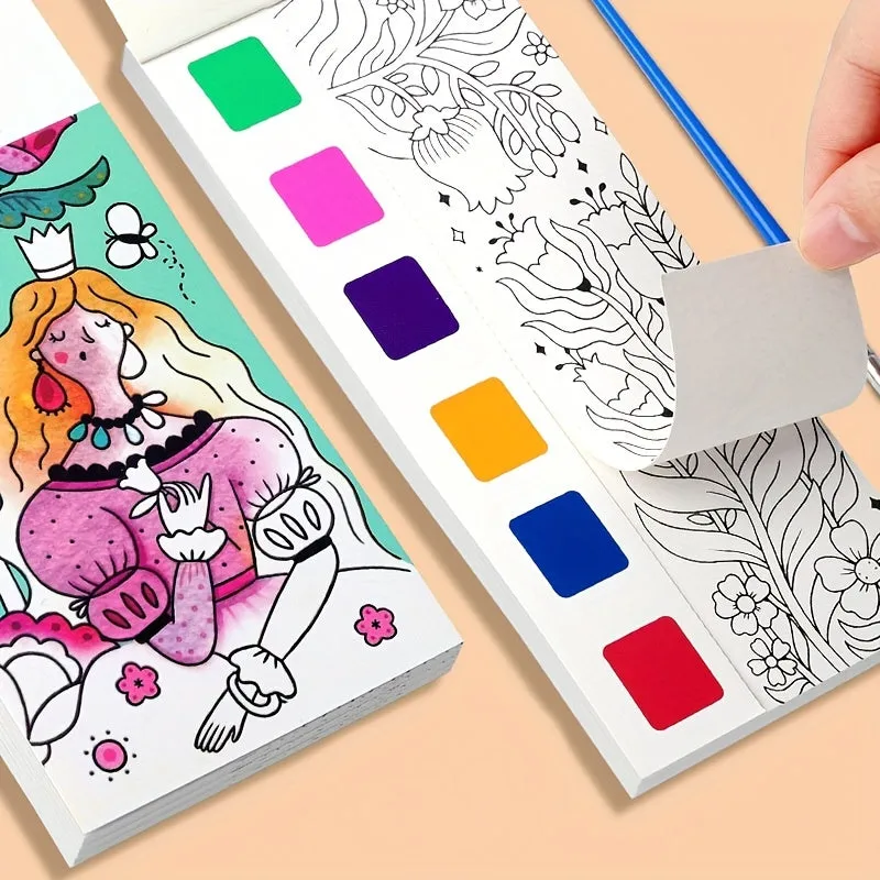 12pc Childrens Watercolor Book Set with Paint Pens  Perfect Gift