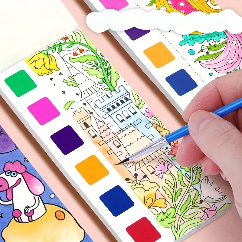 12pc Childrens Watercolor Book Set with Paint Pens  Perfect Gift