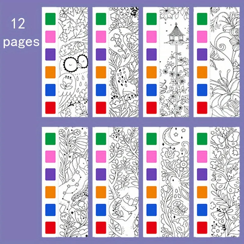 12pc Childrens Watercolor Book Set with Paint Pens  Perfect Gift
