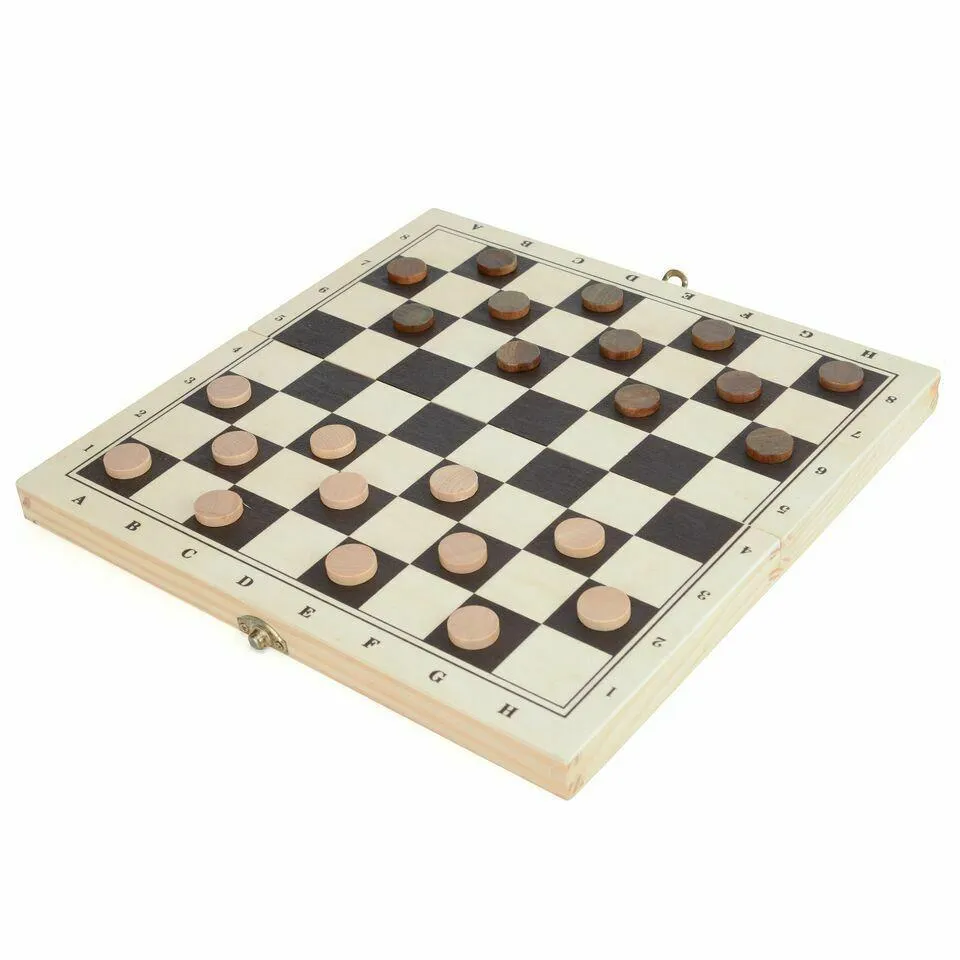 3 in 1 Wooden Compendium Board Game Set