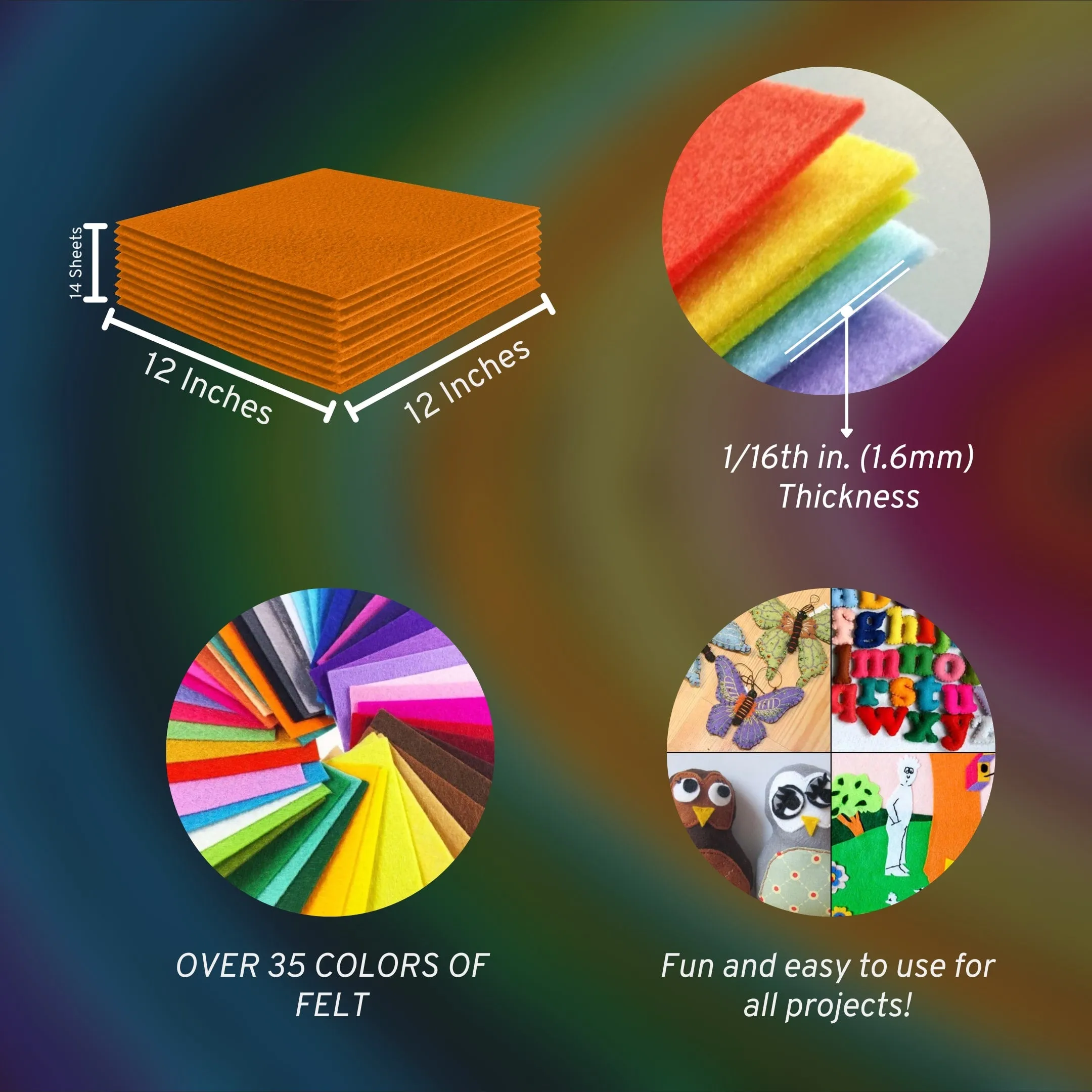 Acrylic Felt Craft Sheet Packs | Mango A3
