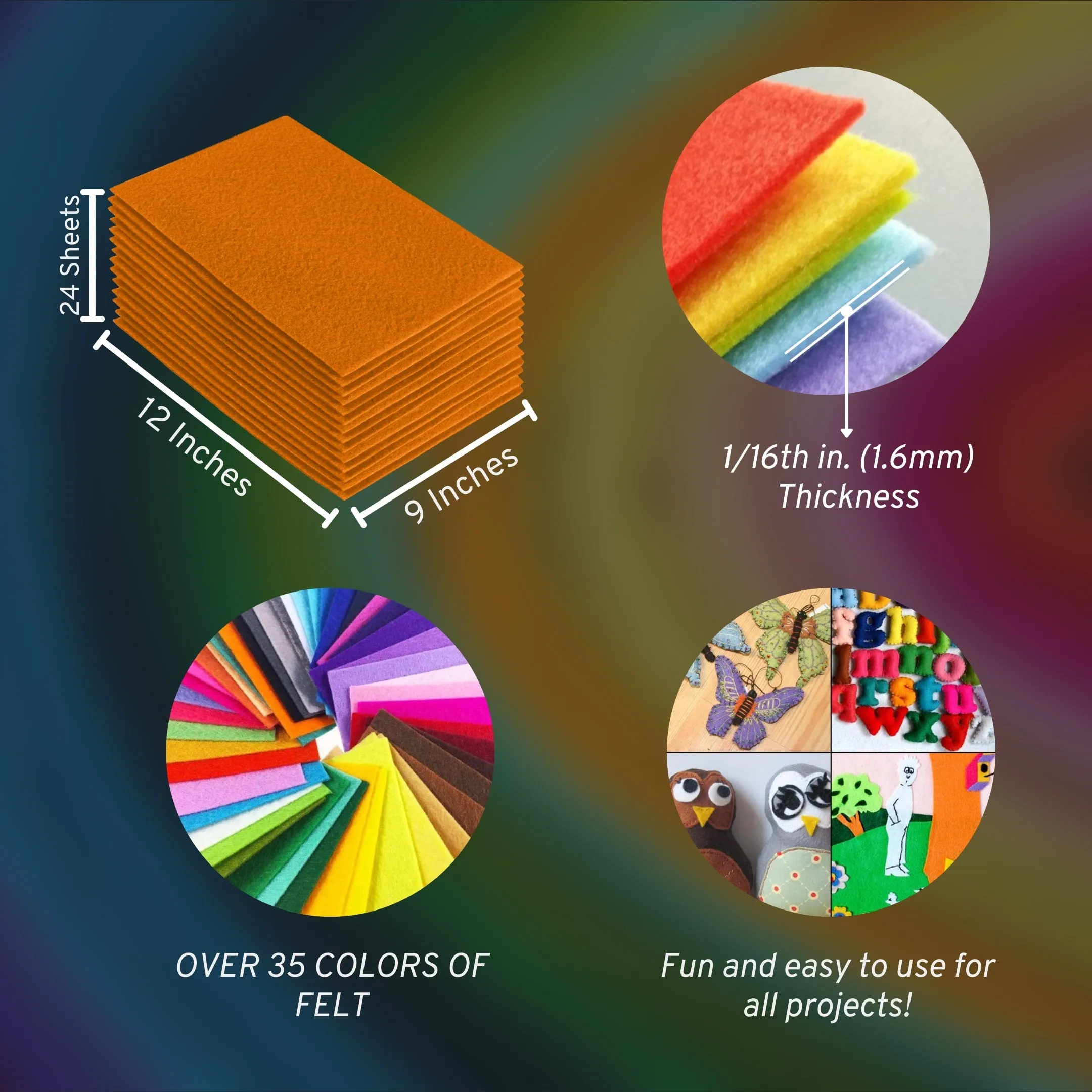 Acrylic Felt Craft Sheet Packs | Mango A3
