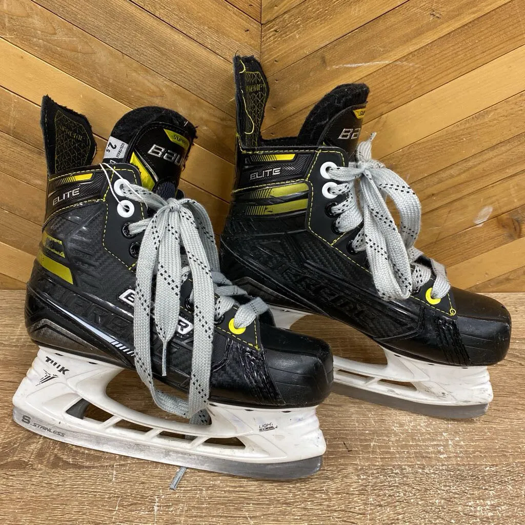 Bauer - Supreme Elite Junior Hockey Skates - MSRP $200: Black/Gold-children-2.5D