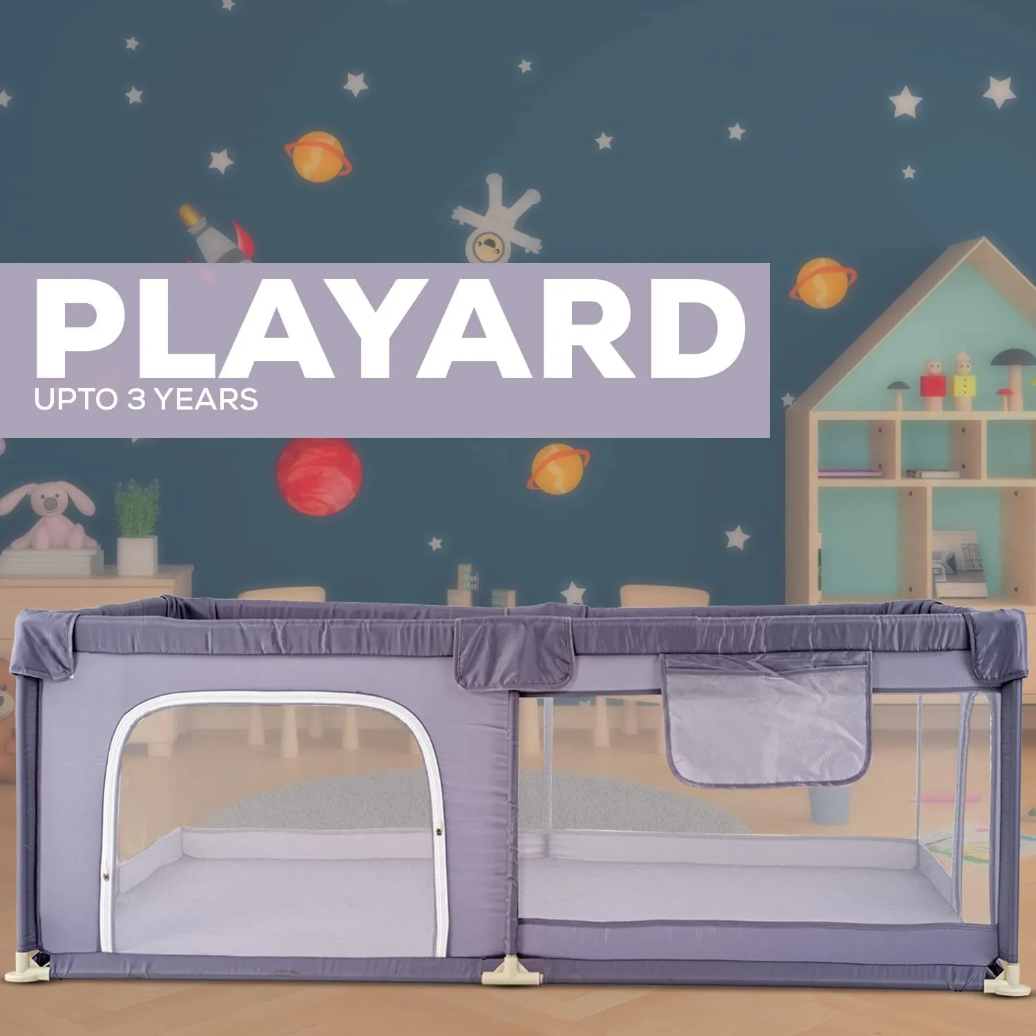 Baybee Playard Playpen for Kids with Safety Lock, Suction Cup &  Smart Folding
