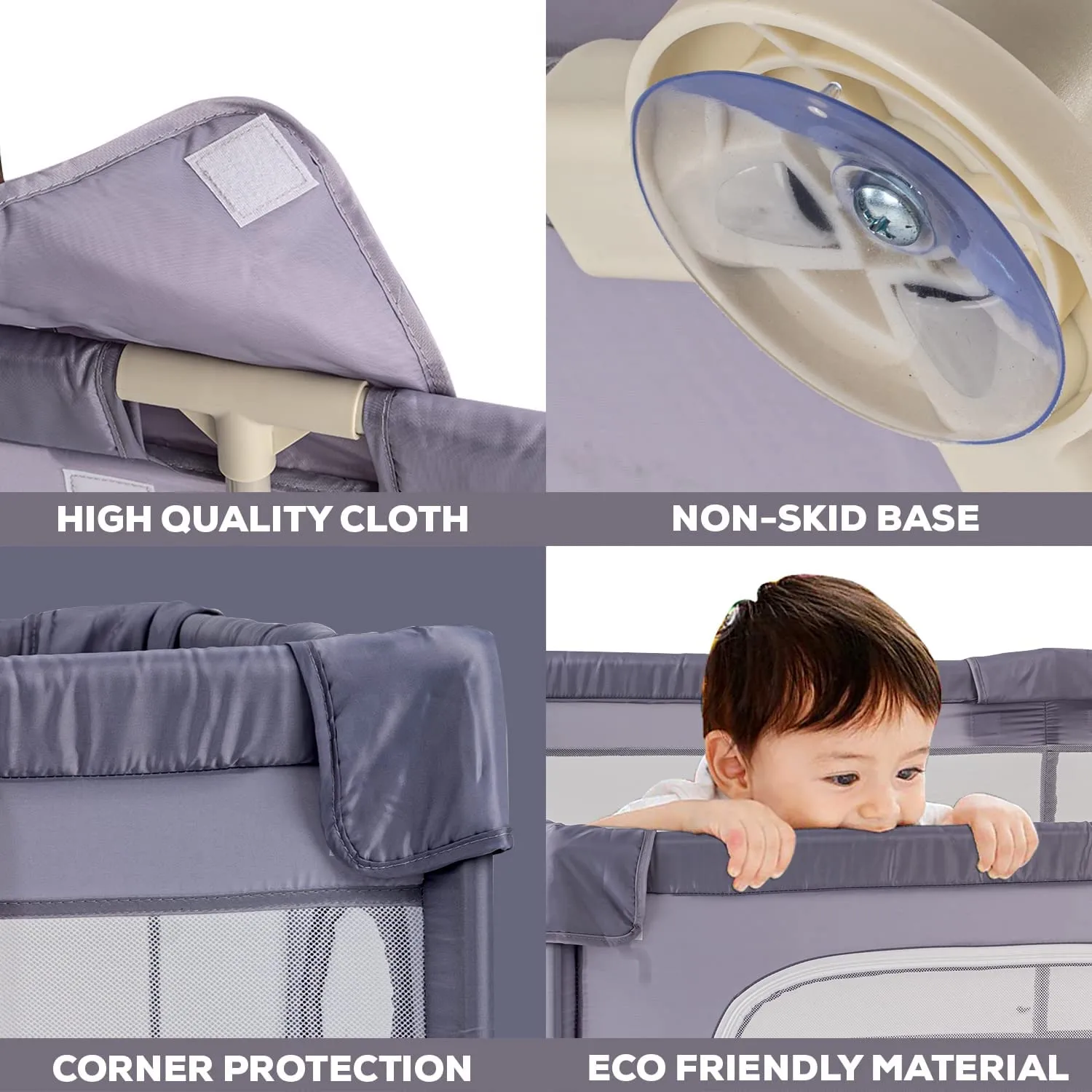 Baybee Playard Playpen for Kids with Safety Lock, Suction Cup &  Smart Folding