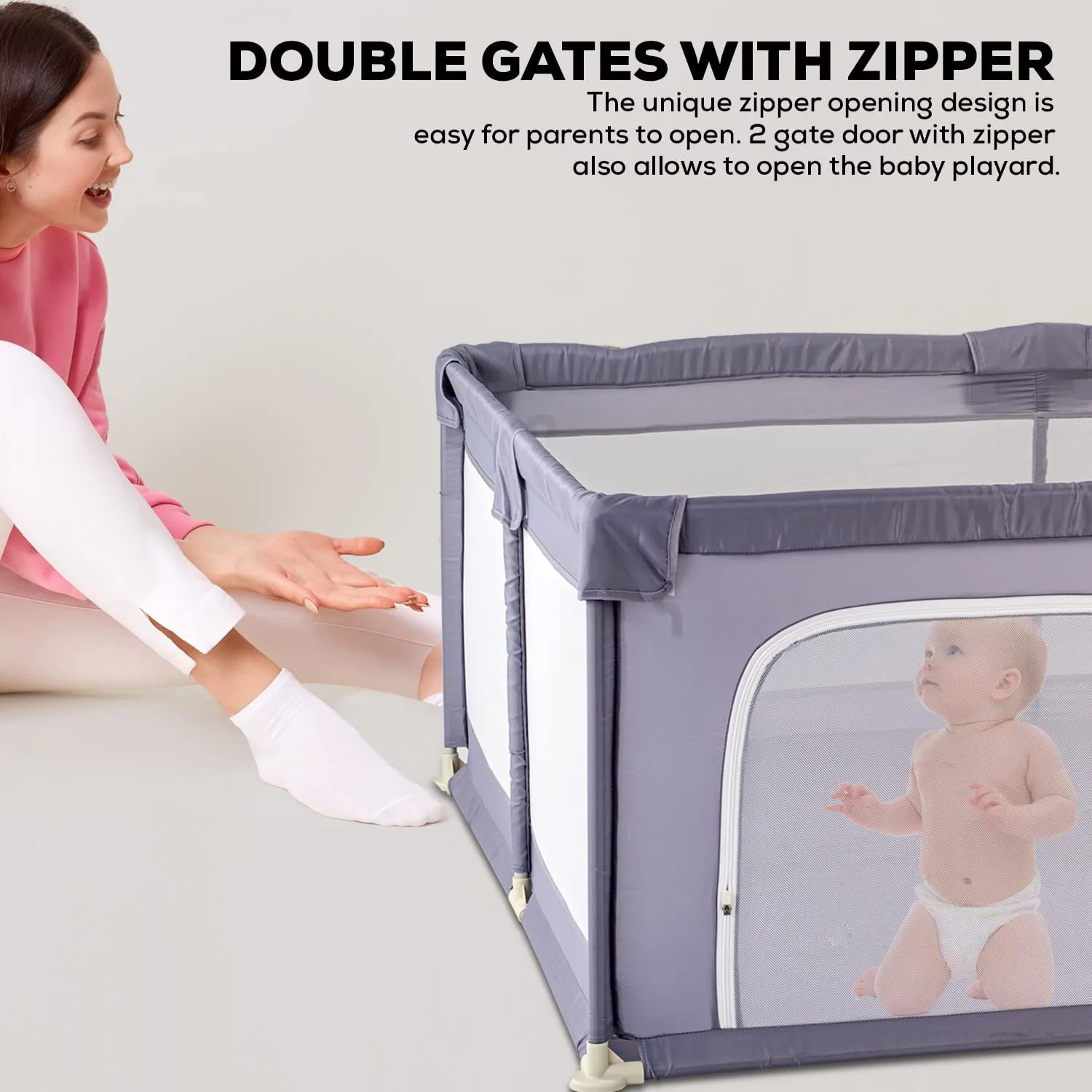 Baybee Playard Playpen for Kids with Safety Lock, Suction Cup &  Smart Folding