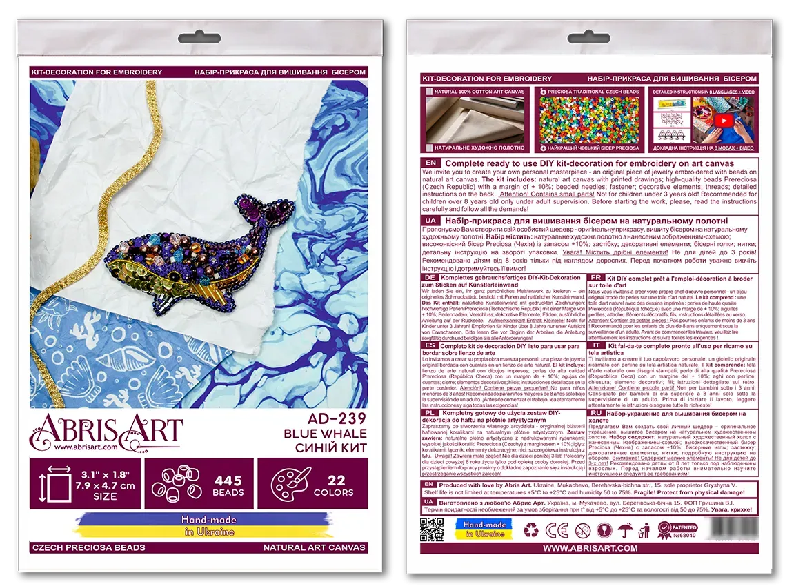 Bead Embroidery Decoration Blue whale AD-239