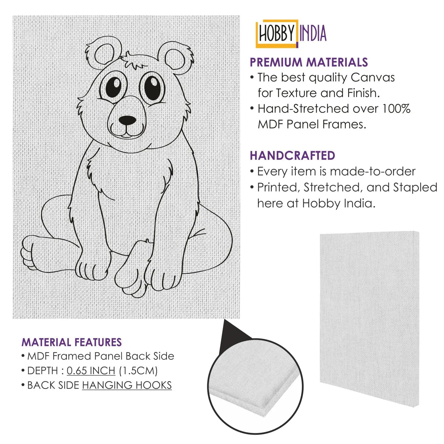 Bear DIY Canvas Base for Painting