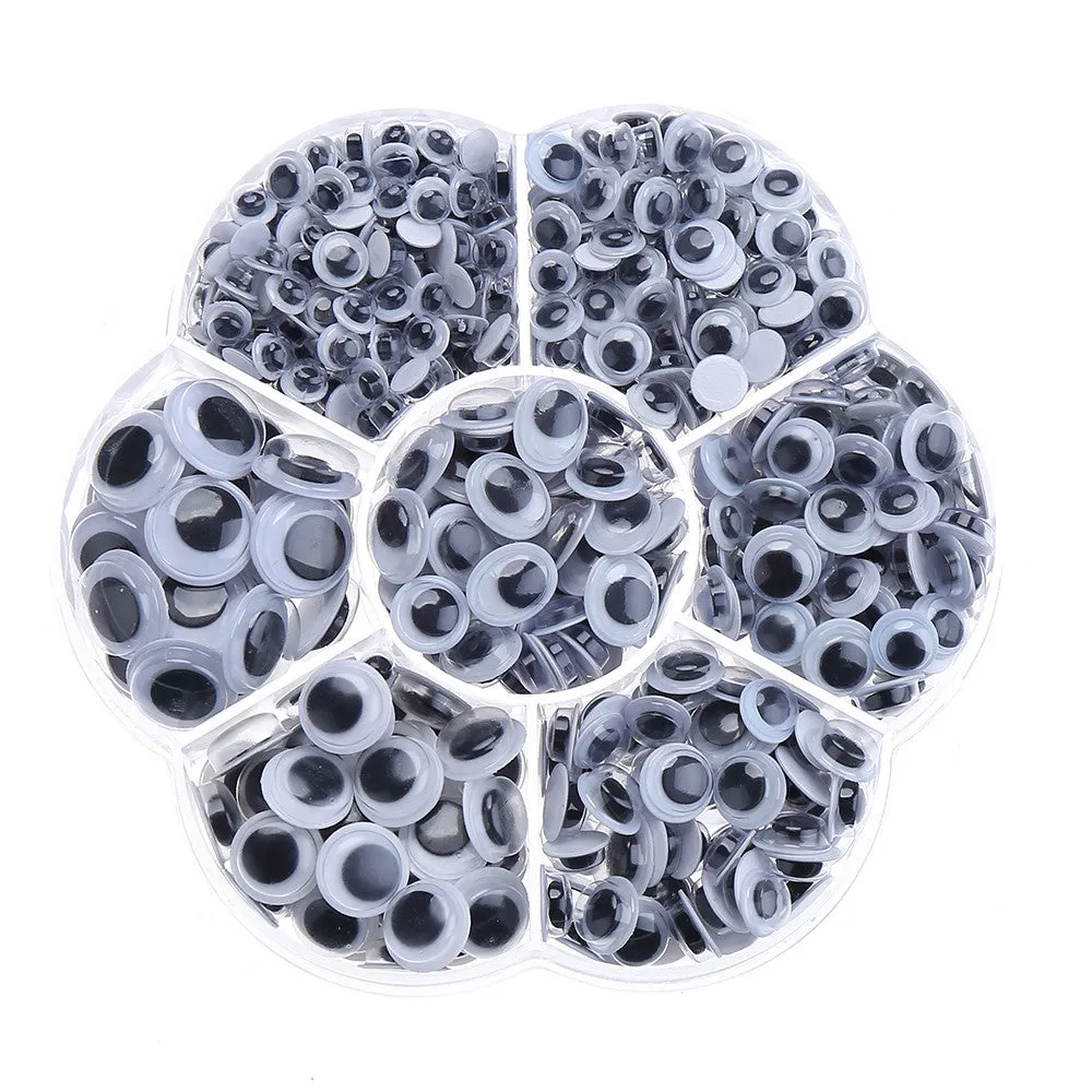 CCINEE 700PCs 4/5/6/7/10/12 &10*8mm Mixed Googly Eyes Self-adhesive DIY Scrapbooking For Teddy Bear Stuffed Toy Doll Accessories