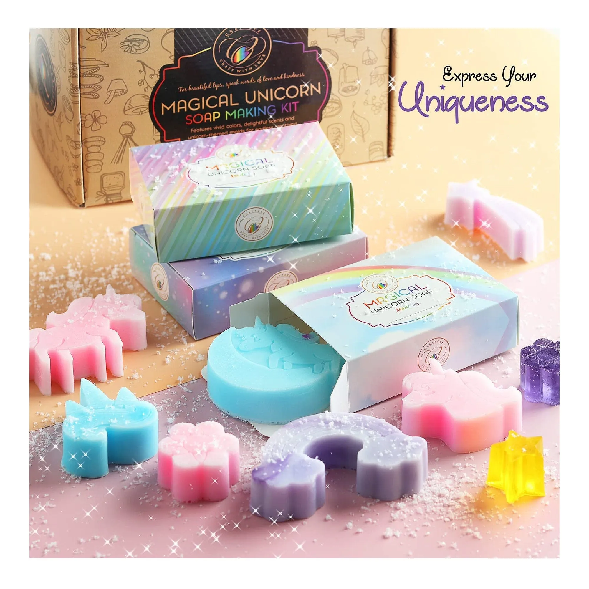 CraftZee Soap Making Kit | Make Your Own Soap | Unicorn Soap Kit For Kids | All Soap Supplies And Accessories included.