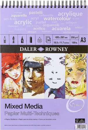 Daler Rowney - Mixed Media Spiral Sketchpad - 250gsm - 30 Pages - A3