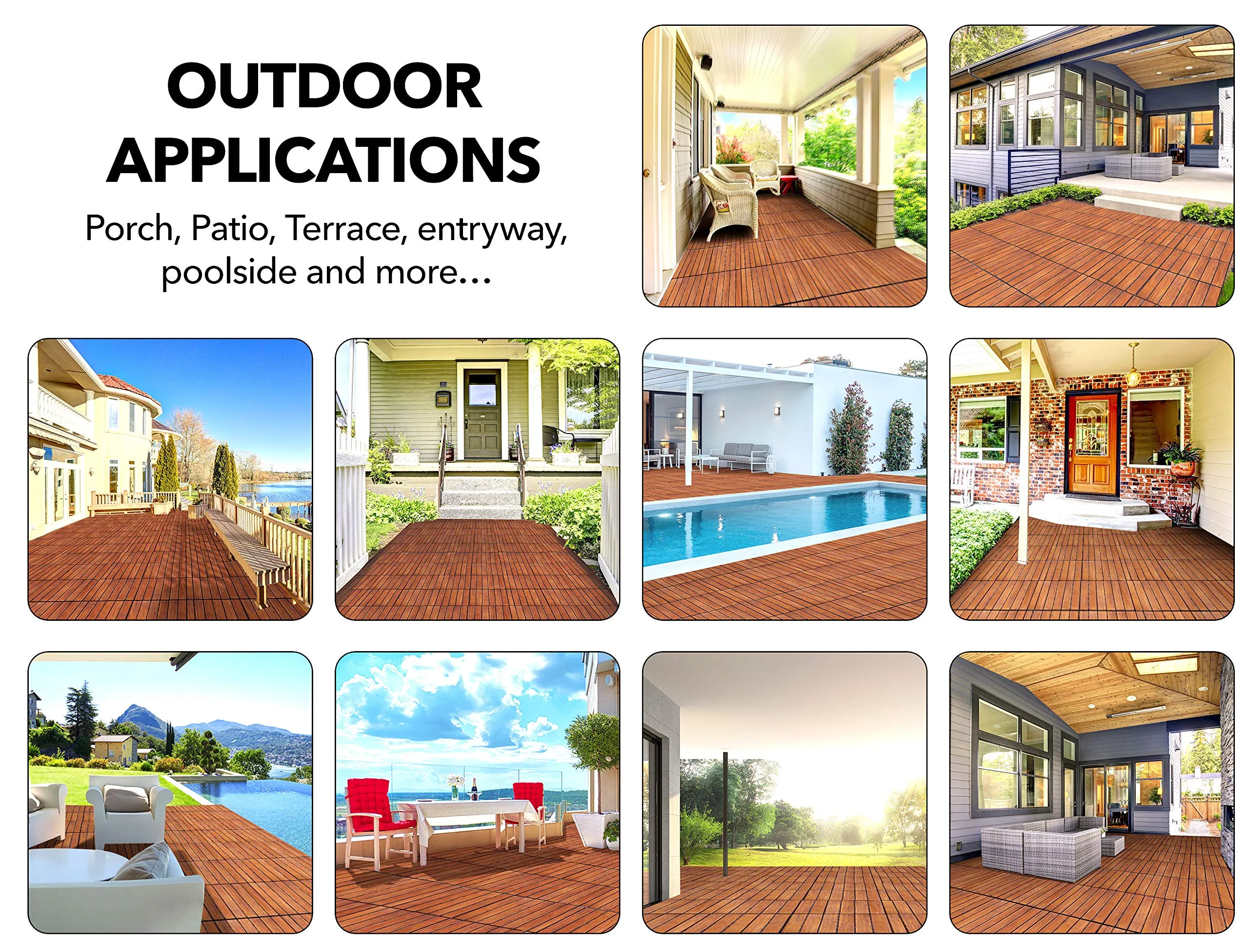 Deck Tiles Outdoor Teak Wood Tile Balcony Flooring Patio Flooring Outdoor Waterproof