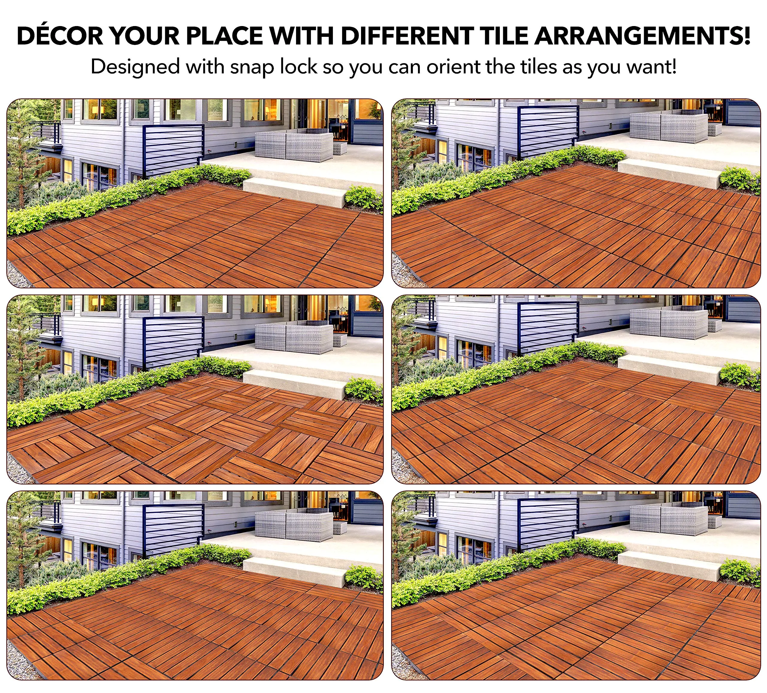 Deck Tiles Outdoor Teak Wood Tile Balcony Flooring Patio Flooring Outdoor Waterproof