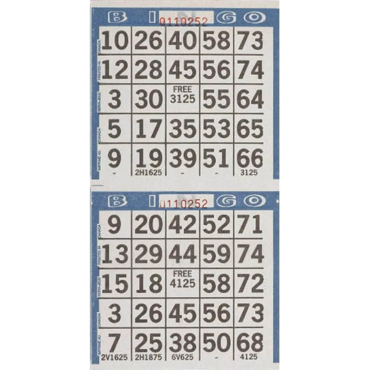 Game Sheets - Bingo