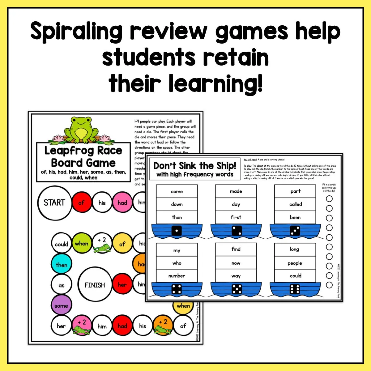 High Frequency Word Games | Dolch First Grade Words