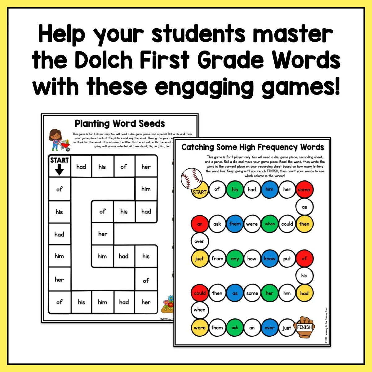 High Frequency Word Games | Dolch First Grade Words
