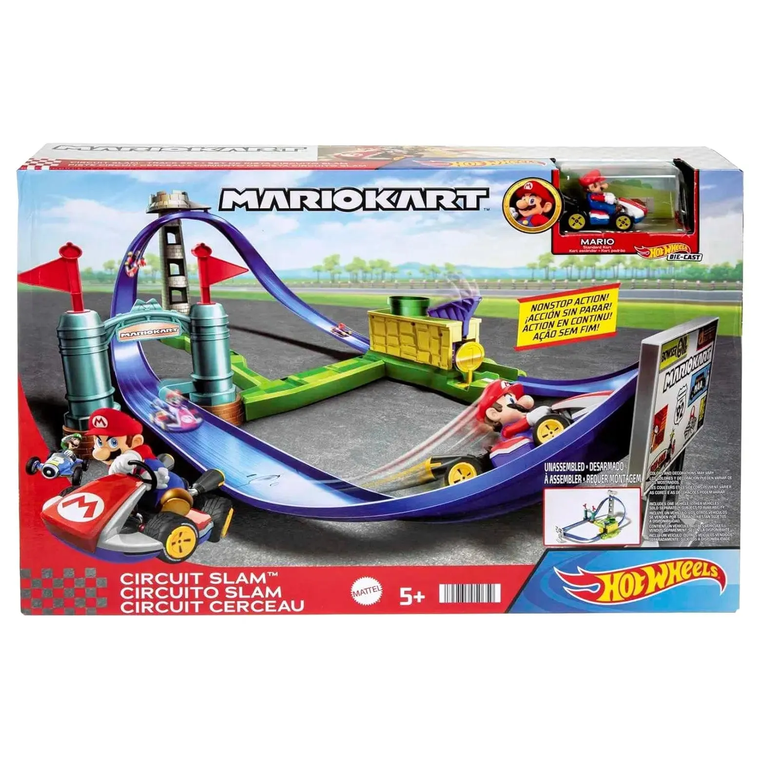 Hot Wheels Mario Kart Circuit Slam Stunt Track Set With Vehicle