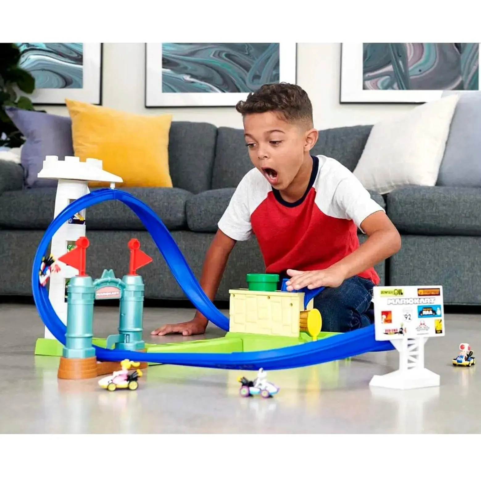 Hot Wheels Mario Kart Circuit Slam Stunt Track Set With Vehicle