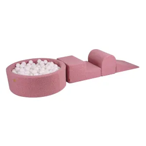 MeowBaby Foam Play Set with Round Ball Pit - Pink Boucle