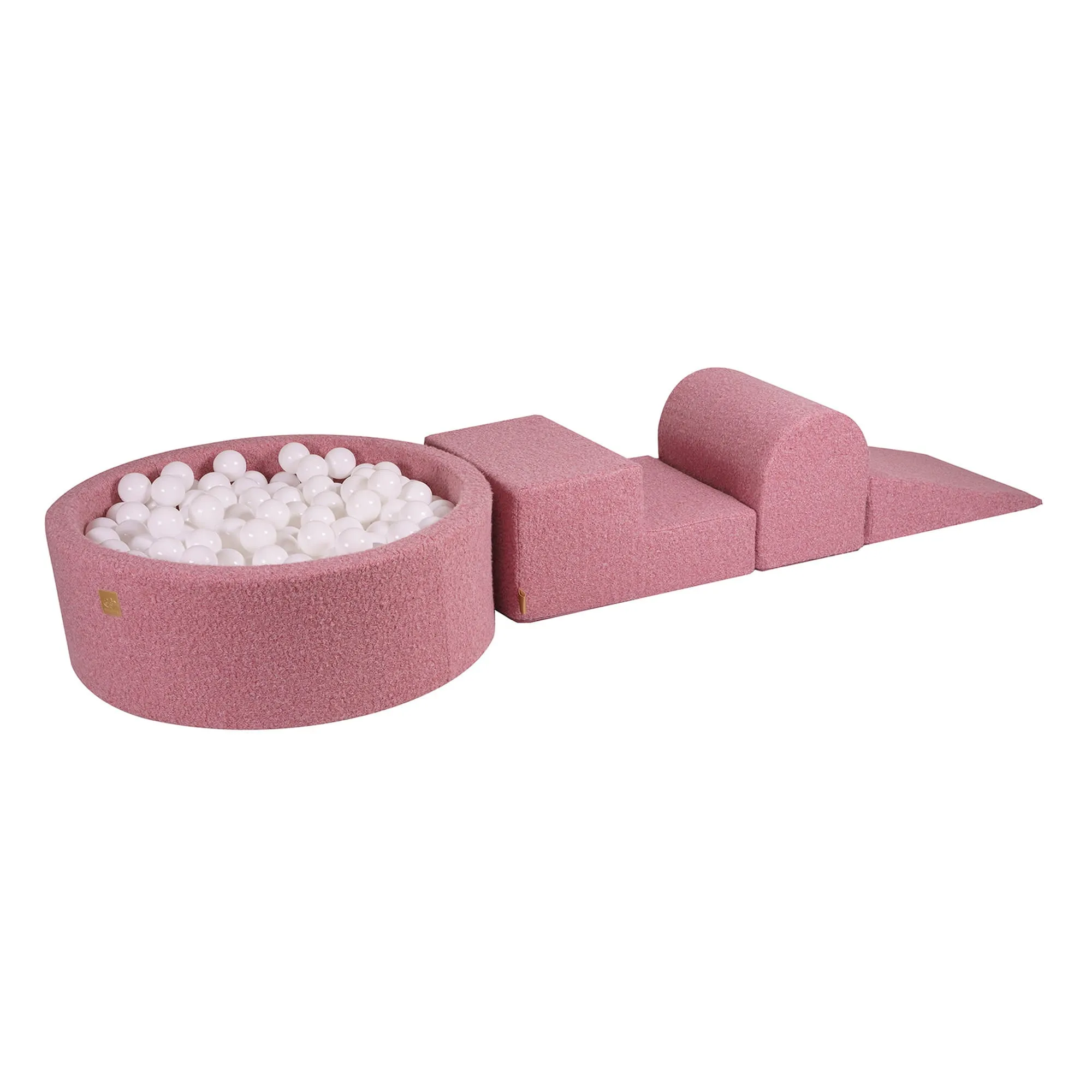 MeowBaby Foam Play Set with Round Ball Pit - Pink Boucle