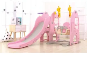 Pink Outdoor playground - Baby swing and slide