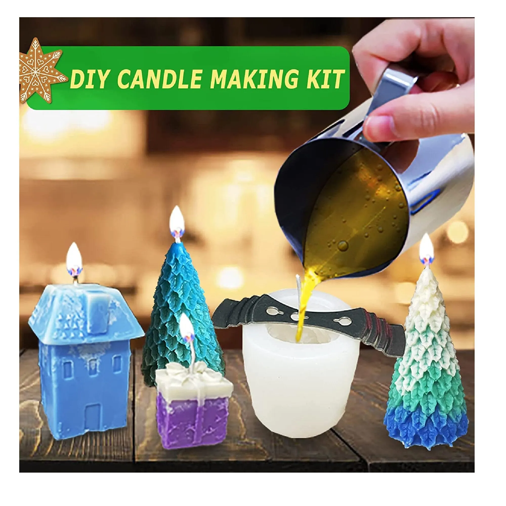 TOPEI Christmas Candle Silicone Mold | 5 3D Christmas Molds For Candles |   | Candle Making Kit | Handmade Candle Molds