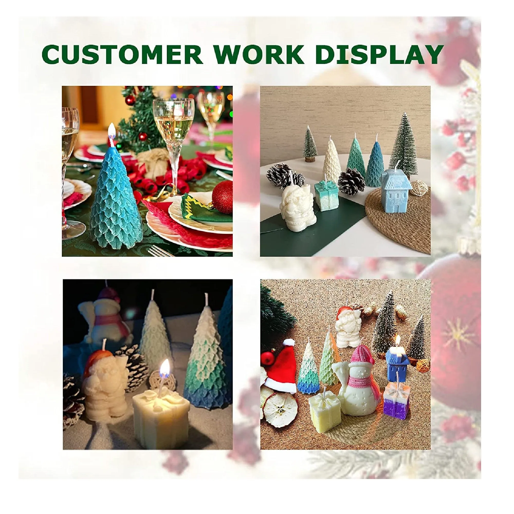 TOPEI Christmas Candle Silicone Mold | 5 3D Christmas Molds For Candles |   | Candle Making Kit | Handmade Candle Molds