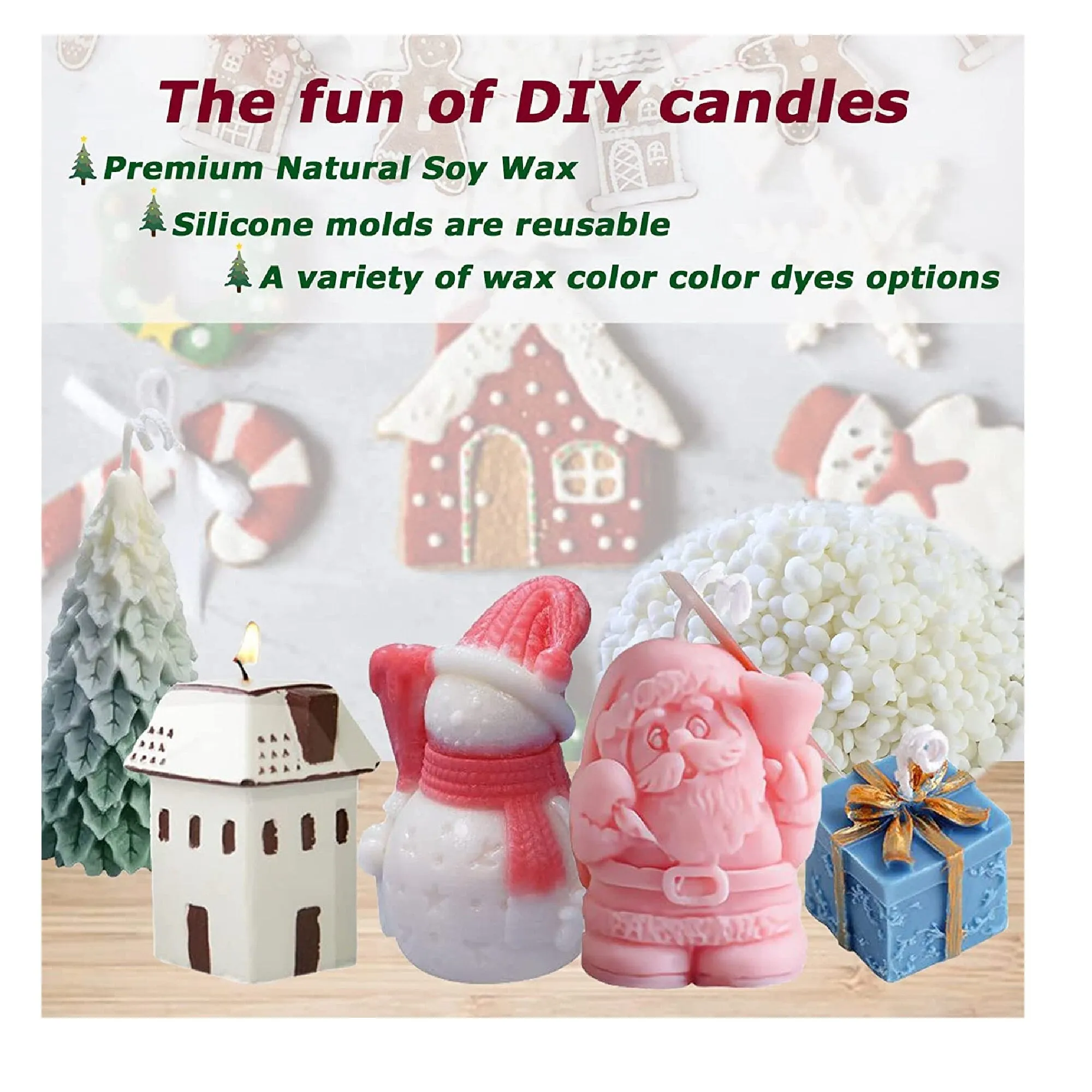 TOPEI Christmas Candle Silicone Mold | 5 3D Christmas Molds For Candles |   | Candle Making Kit | Handmade Candle Molds