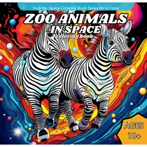 Zoo Animals in Space Coloring Book